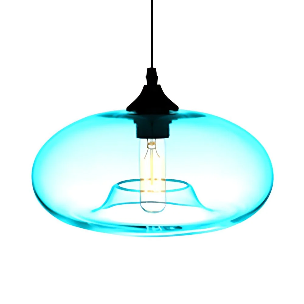 1-lichts hanglamp met ovale glazen kap eigentijds rood/bruin/blauw hangend plafondlicht Clearhalo