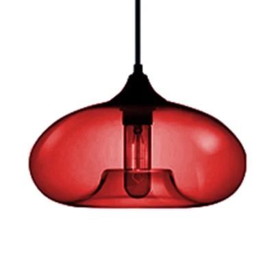 1-lichts hanglamp met ovale glazen kap eigentijds rood/bruin/blauw hangend plafondlicht Clearhalo