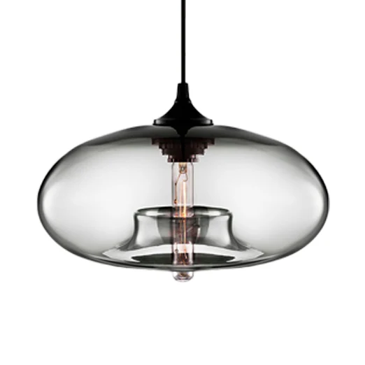 1-lichts hanglamp met ovale glazen kap eigentijds rood/bruin/blauw hangend plafondlicht Clearhalo