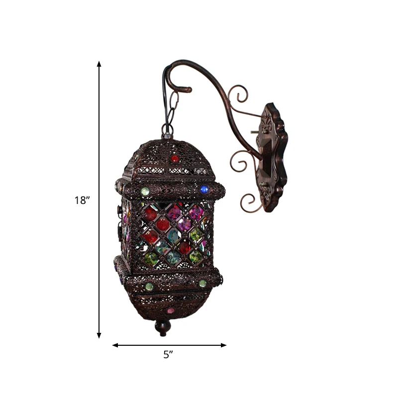 1-lichts lantaarn wandverlichting Boheems roestmetaal schanslamp voor woonkamer Clearhalo