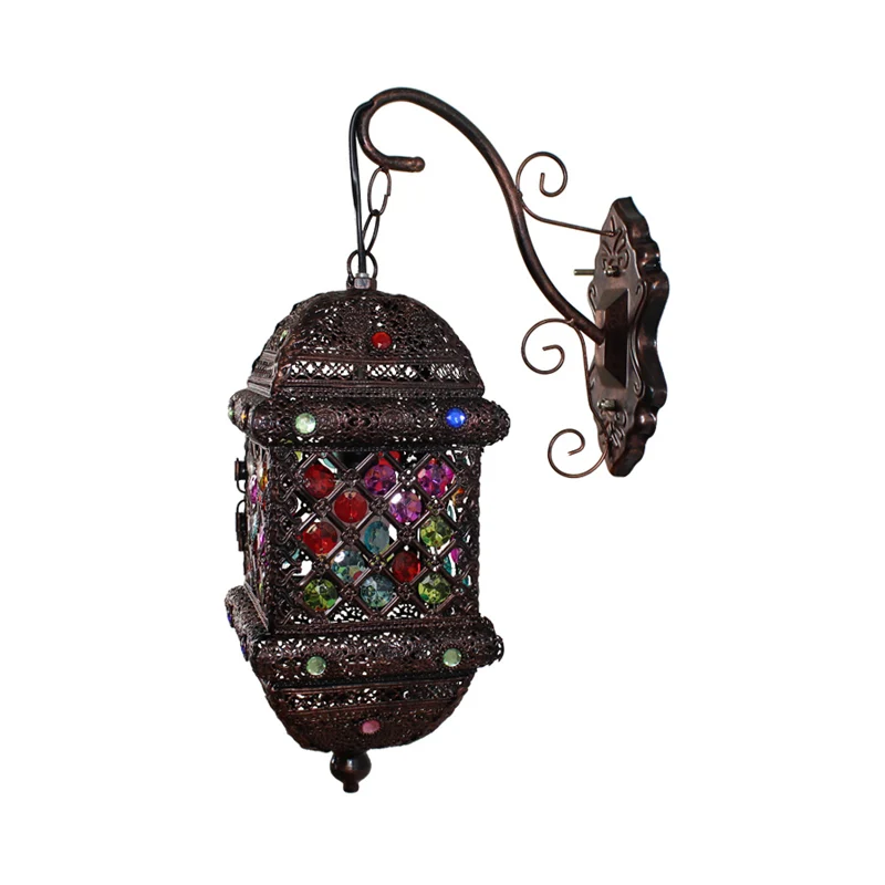 1-lichts lantaarn wandverlichting Boheems roestmetaal schanslamp voor woonkamer Clearhalo