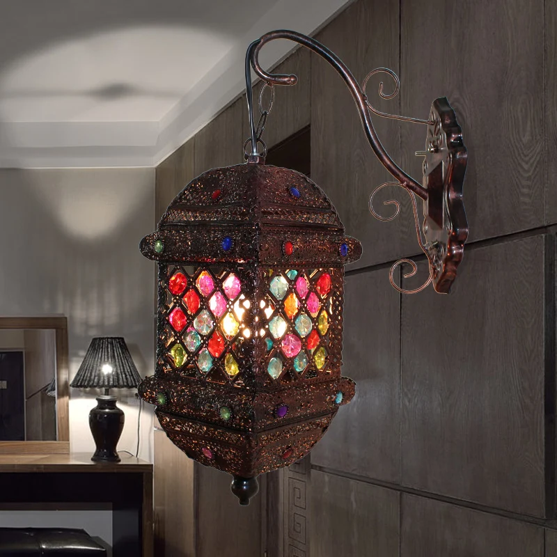 1-lichts lantaarn wandverlichting Boheems roestmetaal schanslamp voor woonkamer Clearhalo