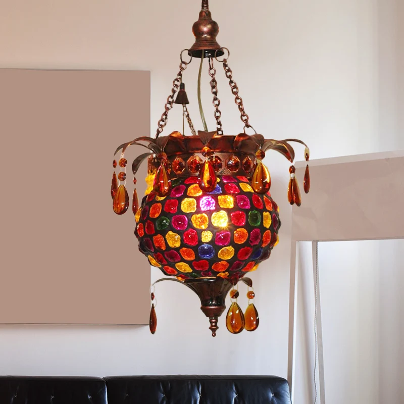 1-lichts metalen plafondophangarmatuur Art Deco koperen urn woonkamer ophangverlichting Clearhalo