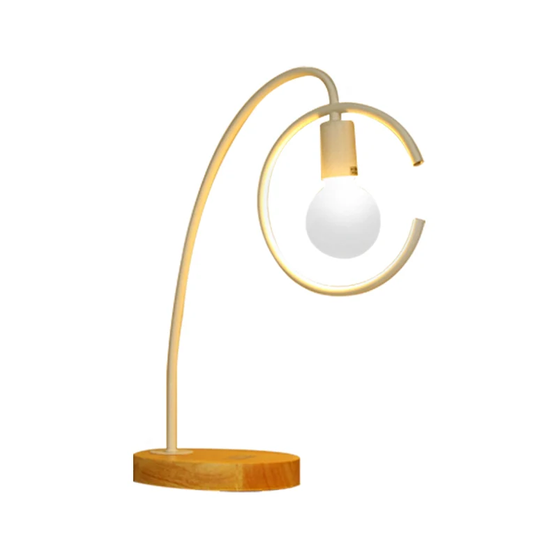 1-lichts metalen tafellamp Loft Retro zwart/wit ringvormige studeerkamer staande tafellamp Clearhalo