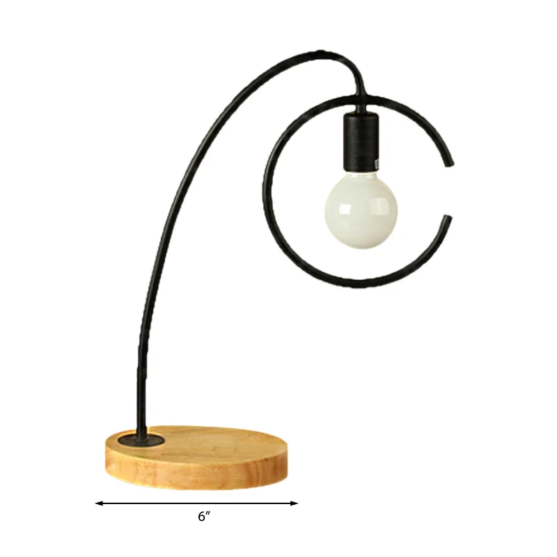1-lichts metalen tafellamp Loft Retro zwart/wit ringvormige studeerkamer staande tafellamp Clearhalo