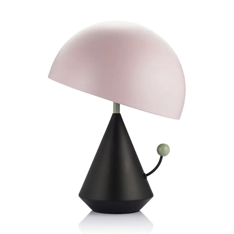 1-lichts nachtkastje, moderne zwart-roze bureaulamp met koepelvormige metalen kap Clearhalo