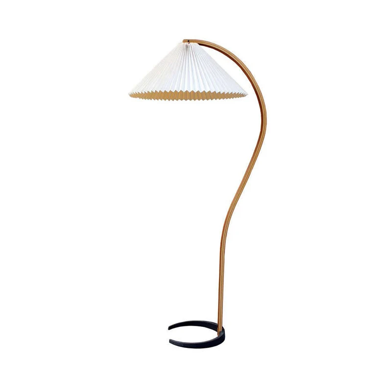 1-lichts nachtkastje vloerlamp modernistische witte staande lamp met conische stoffen kap Clearhalo