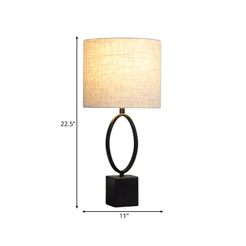 1-lichts nachtlampje Minimalistische leeslamp van trommelstof met zwarte Z/O-basis voor nachtkastje Clearhalo