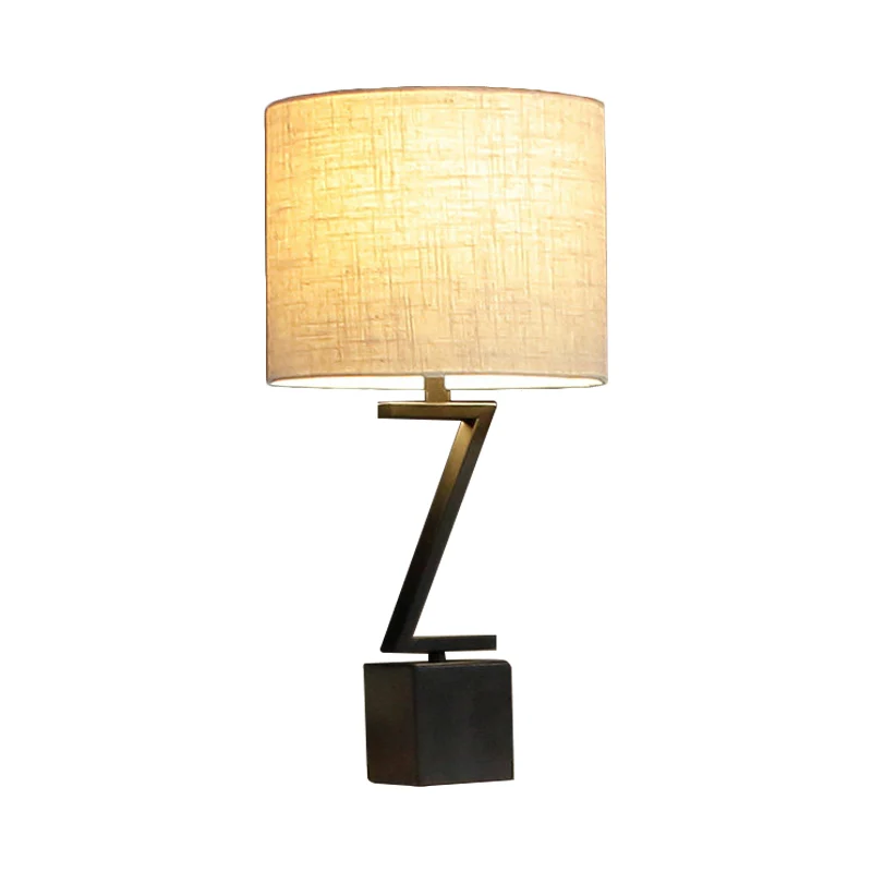 1-lichts nachtlampje Minimalistische leeslamp van trommelstof met zwarte Z/O-basis voor nachtkastje Clearhalo