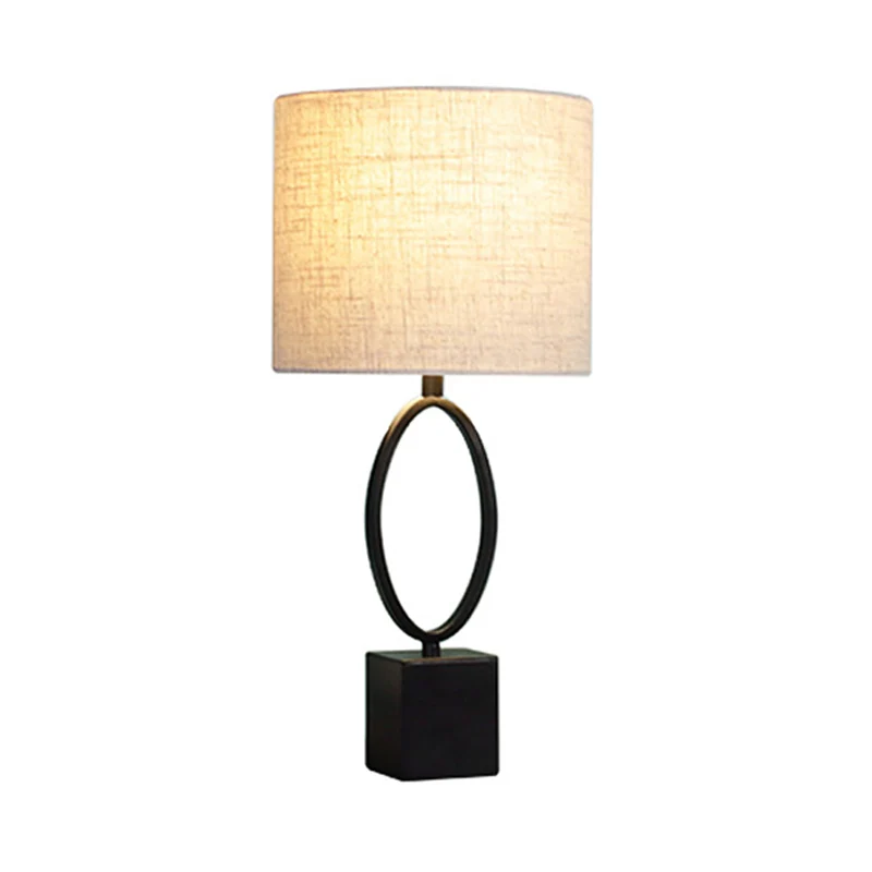 1-lichts nachtlampje Minimalistische leeslamp van trommelstof met zwarte Z/O-basis voor nachtkastje Clearhalo