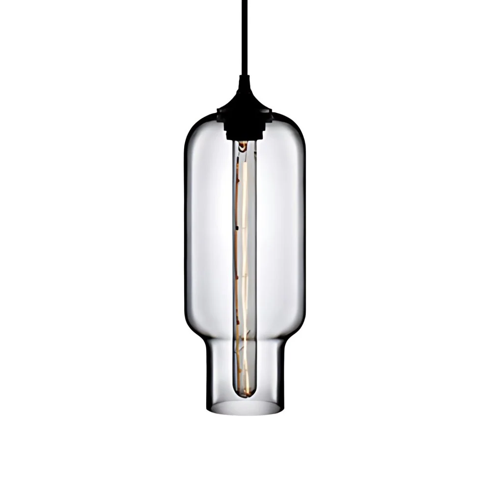 1-lichts plafondhanglamp met flessenglazen kap, hedendaagse rood/bruin/blauw hanglamp Clearhalo