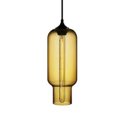1-lichts plafondhanglamp met flessenglazen kap, hedendaagse rood/bruin/blauw hanglamp Clearhalo