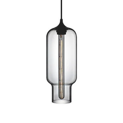 1-lichts plafondhanglamp met flessenglazen kap, hedendaagse rood/bruin/blauw hanglamp Clearhalo
