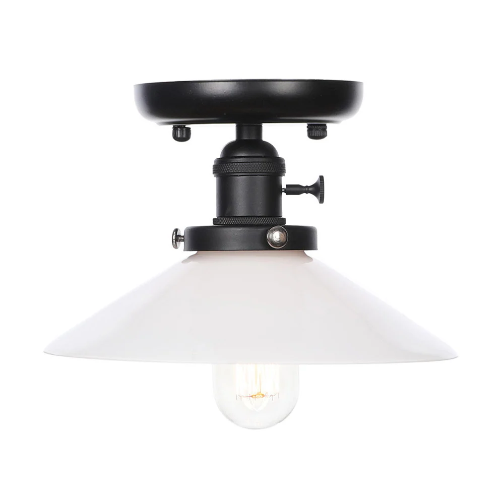 1-lichts plafondlamp met kegel/schotel metalen kap industriële eetkamer semi-inbouw helder/wit Clearhalo