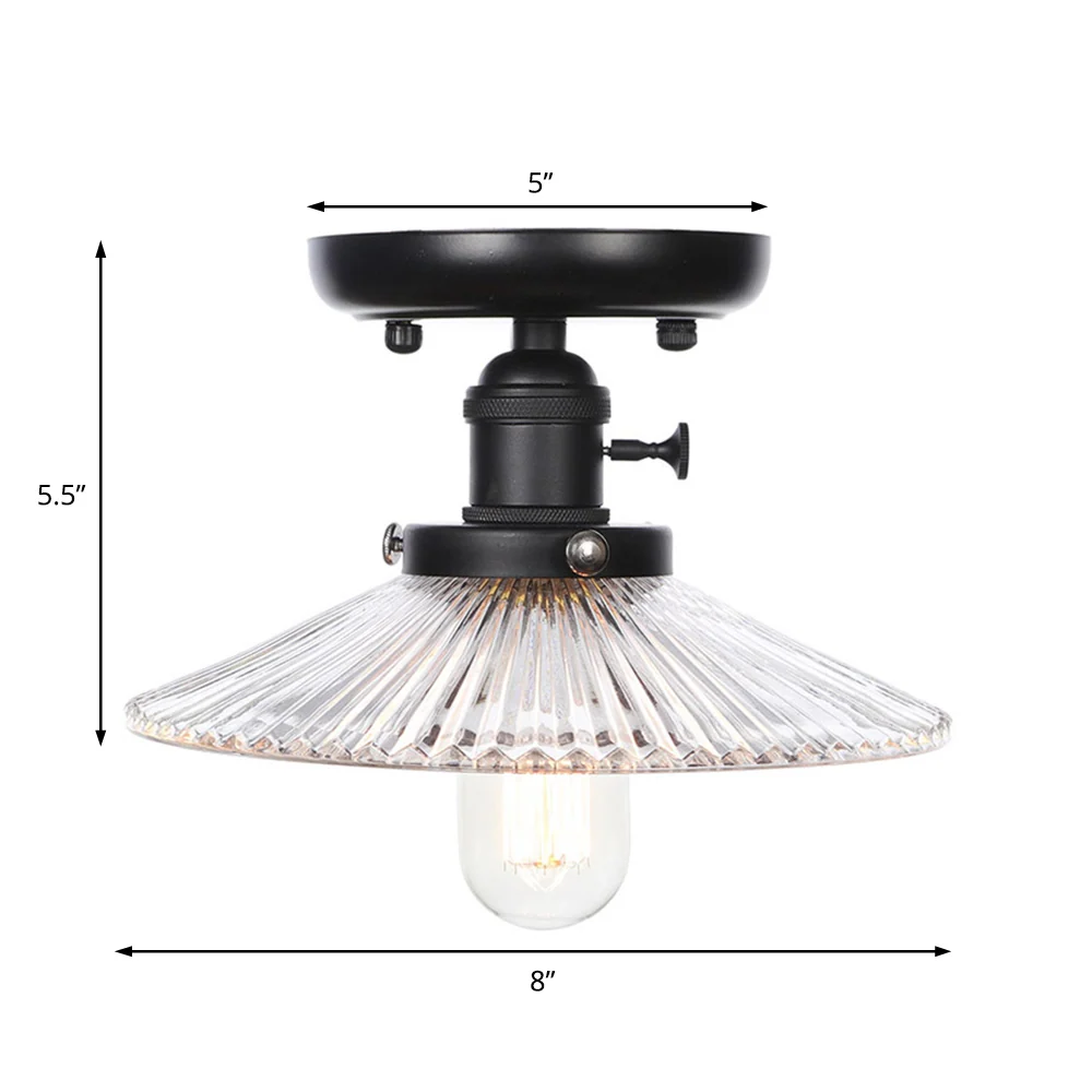 1-lichts plafondlamp met kegel/schotel metalen kap industriële eetkamer semi-inbouw helder/wit Clearhalo