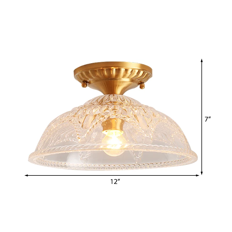 1-lichts plafondverlichting Klassiek koepelkristal Semi-inbouwlamp messing voor woonkamer Clearhalo