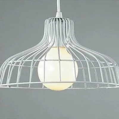 1-lichts plafondverlichting met draadframe en schuurschaduw, metalen restauranthanglamp industriële stijl zwart/wit Clearhalo
