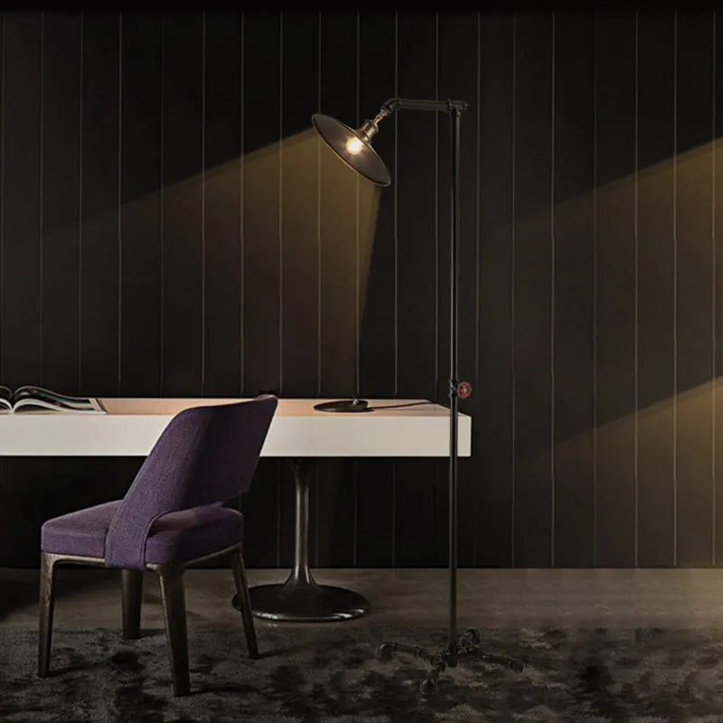 1-lichts platte schaduw vloerlamp industrieel rustiek messing metaal staand licht voor woonkamer Clearhalo