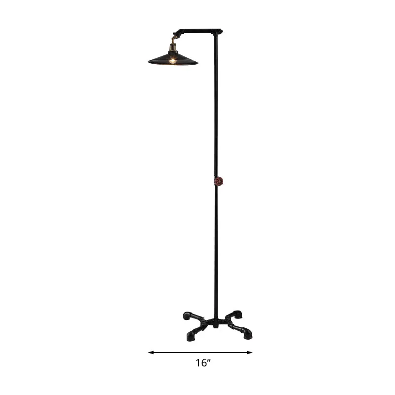 1-lichts platte schaduw vloerlamp industrieel rustiek messing metaal staand licht voor woonkamer Clearhalo
