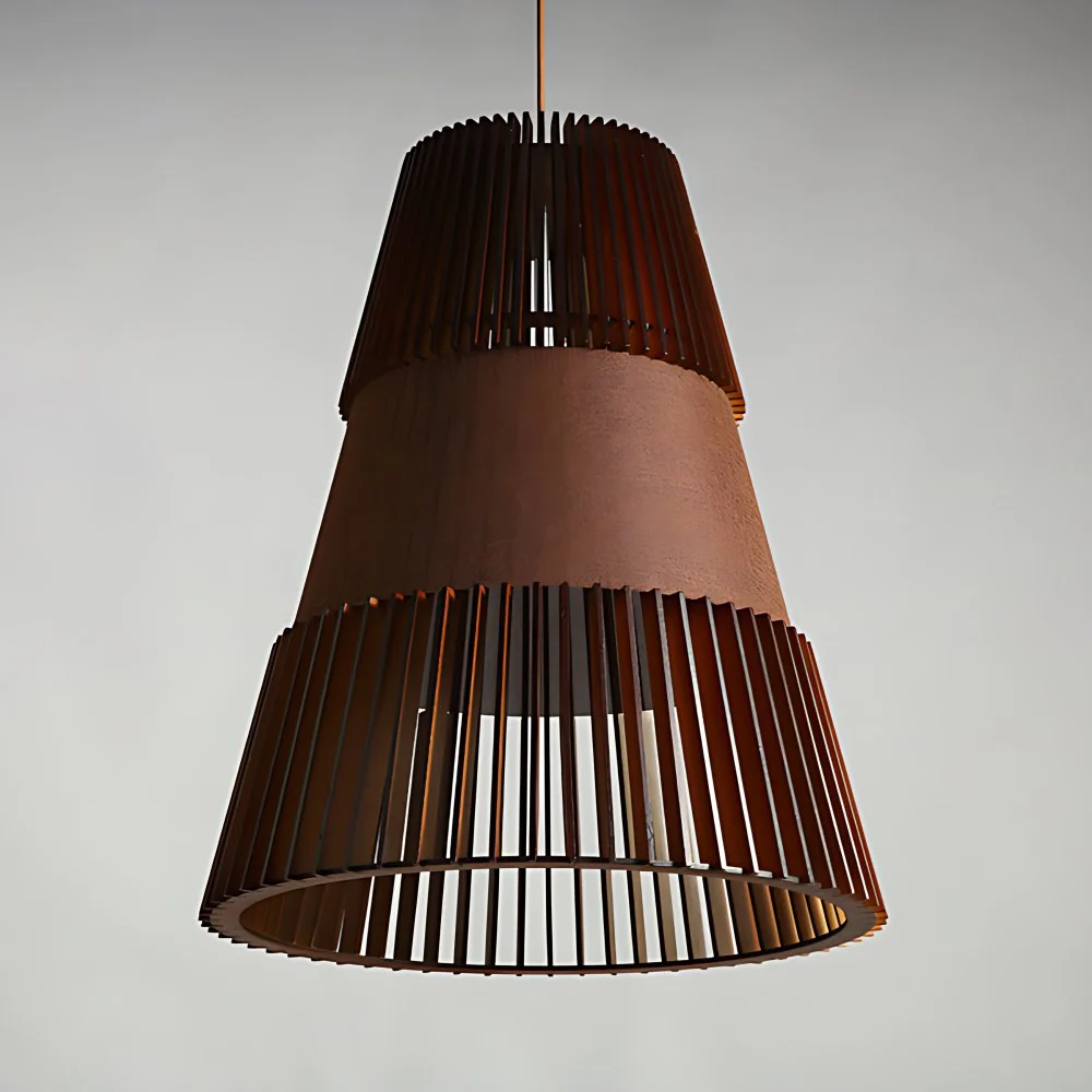 1-lichts restaurant hanglamp met conische bamboe kap modernistisch bruin hangend plafondlicht Clearhalo