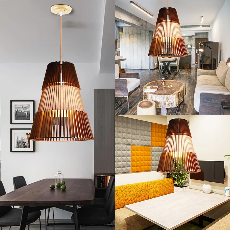 1-lichts restaurant hanglamp met conische bamboe kap modernistisch bruin hangend plafondlicht Clearhalo