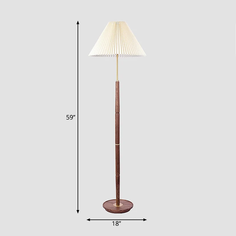 1-lichts staande lamp minimalisme taps toelopende geplooide stoffen vloerlamp wit voor woonkamer Clearhalo