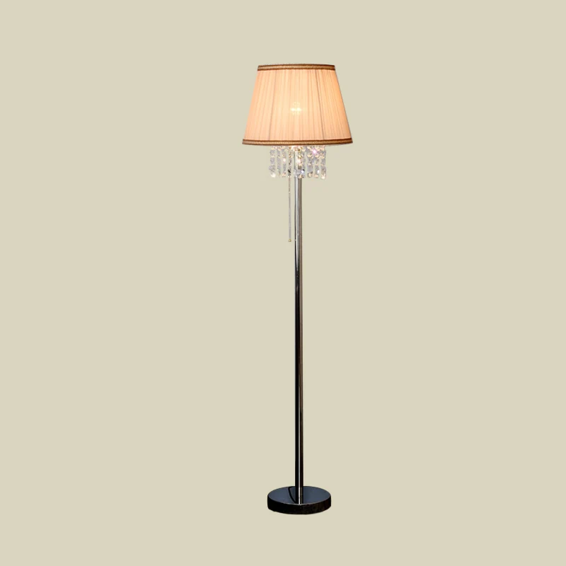 1-lichts stoffen leeslamp moderne koffie taps toelopende woonkamer staande lamp met kristallen drapering Clearhalo