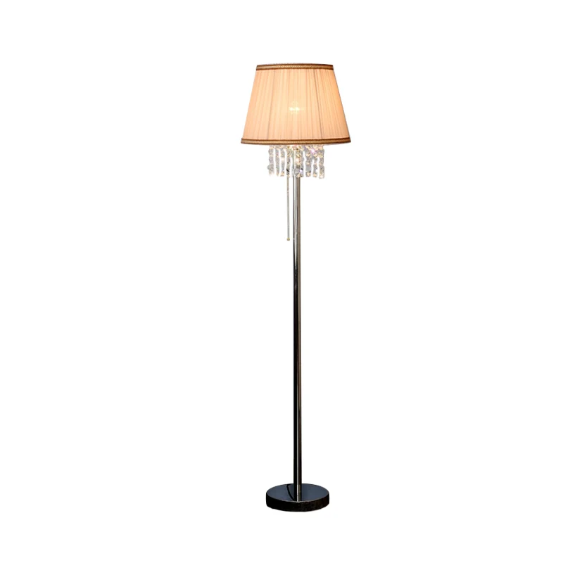 1-lichts stoffen leeslamp moderne koffie taps toelopende woonkamer staande lamp met kristallen drapering Clearhalo