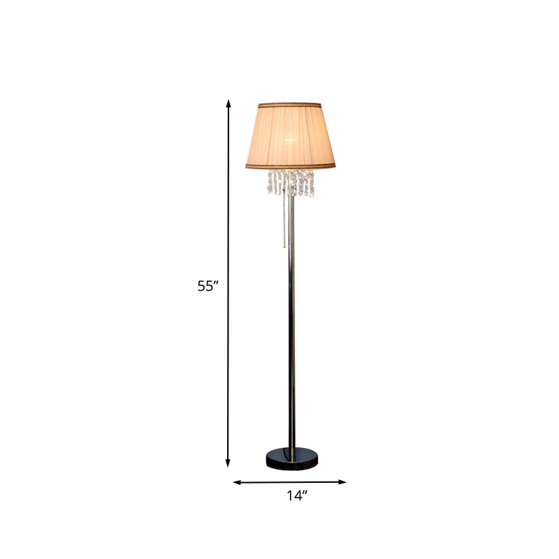 1-lichts stoffen leeslamp moderne koffie taps toelopende woonkamer staande lamp met kristallen drapering Clearhalo