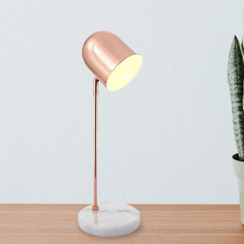 1-lichts studeerkamer bureaulamp met langwerpige koepel metalen kap modernistisch chroom/koper leesboeklicht Clearhalo