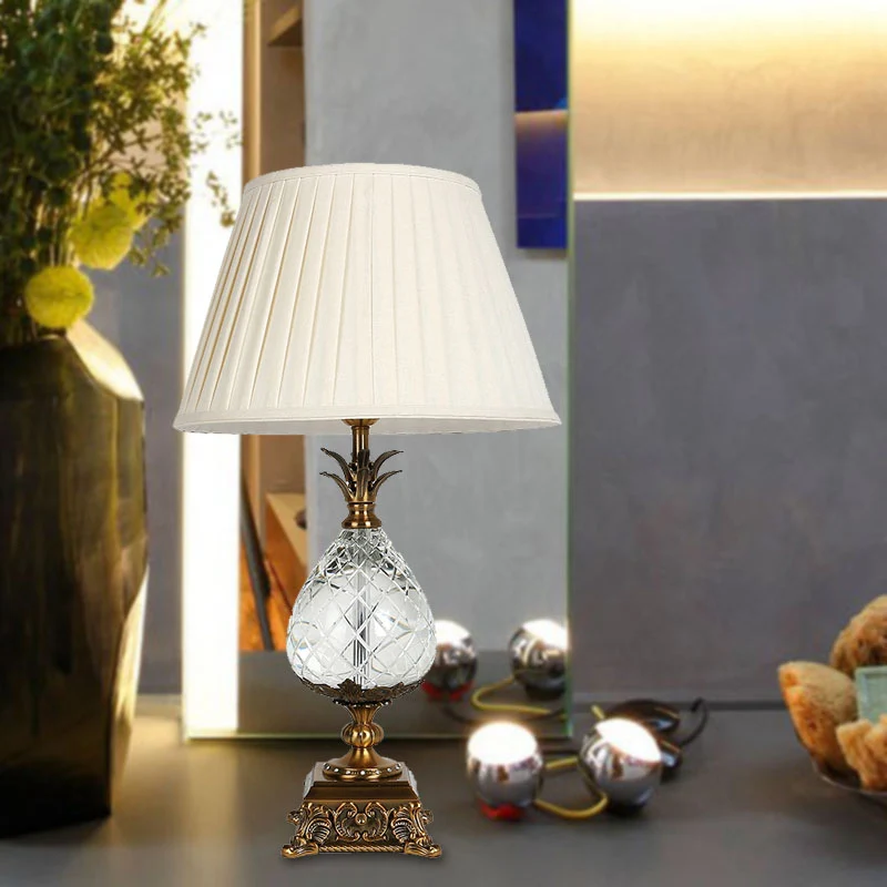 1-lichts tafellamp platteland ananas helder kristal nachtlampje wit voor slaapkamer Clearhalo