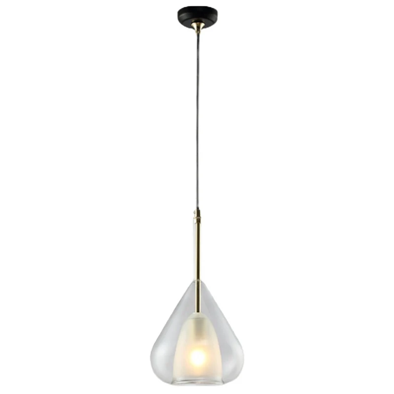 1-lichts Teardrop hanglamp moderne dubbele glazen hanglamp voor woonkamer Clearhalo