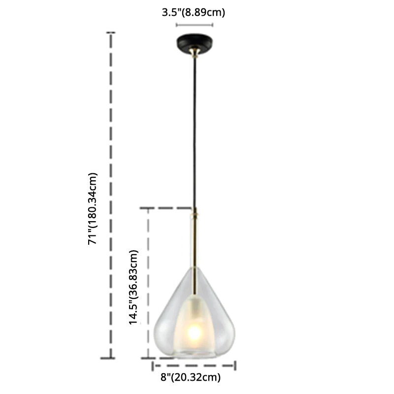 1-lichts Teardrop hanglamp moderne dubbele glazen hanglamp voor woonkamer Clearhalo
