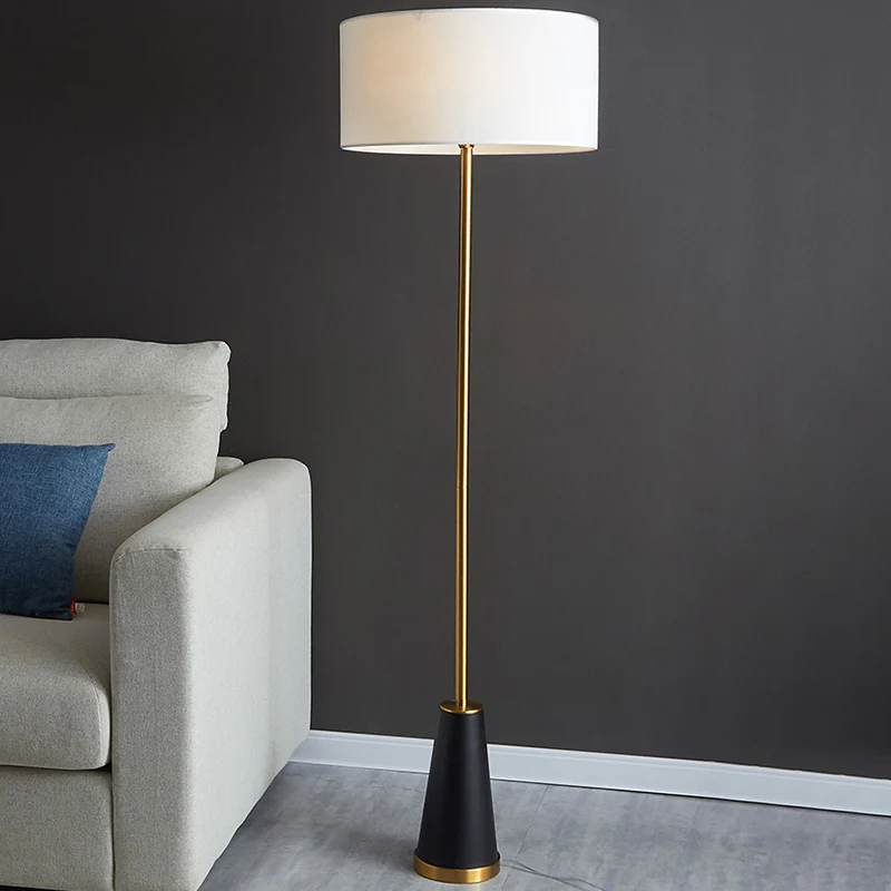 1-lichts vloerverlichting Eenvoud Trommelvormige stoffen staande lamp voor woonkamer Clearhalo