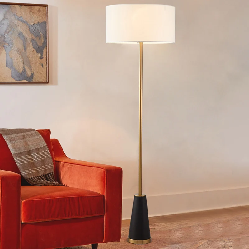 1-lichts vloerverlichting Eenvoud Trommelvormige stoffen staande lamp voor woonkamer Clearhalo