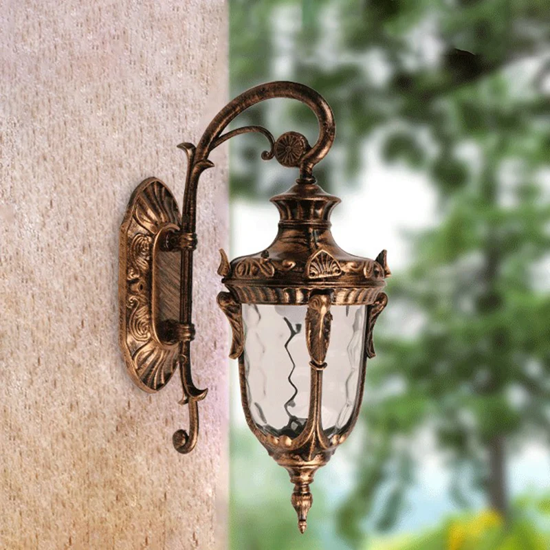 1-lichts wandmontage verlichting lodges eikelvorm helder waterglas wandlamp schans messing Clearhalo