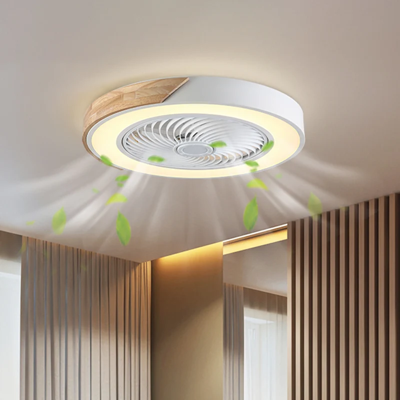 20,5 inch brede LED-slaapkamer, semi-inbouwmontage, eenvoudig hangend ventilatorlicht met geometrische acrylkap Clearhalo