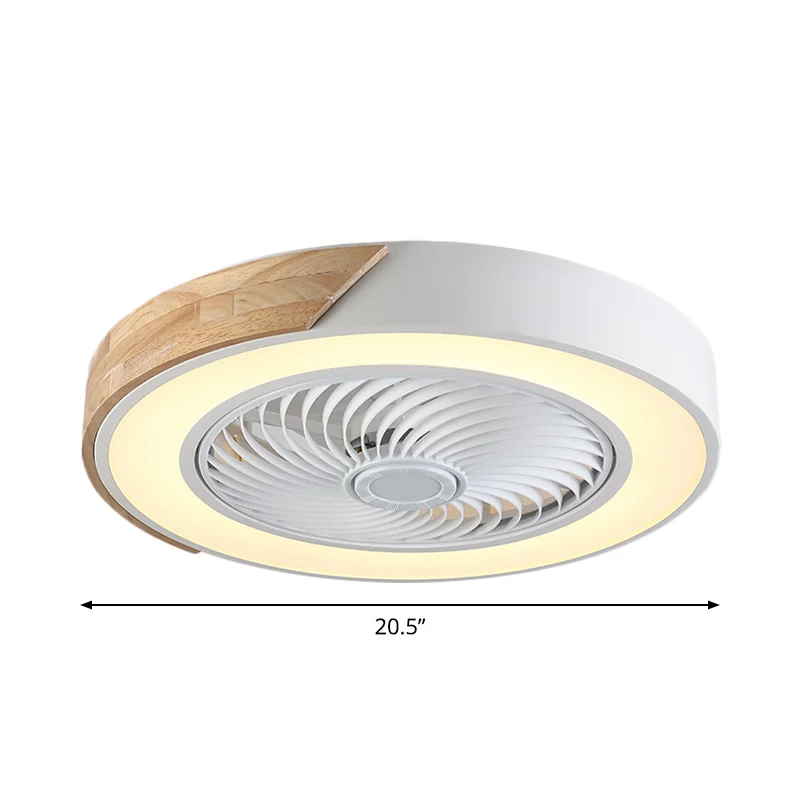 20,5 inch brede LED-slaapkamer, semi-inbouwmontage, eenvoudig hangend ventilatorlicht met geometrische acrylkap Clearhalo
