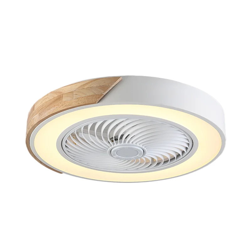 20,5 inch brede LED-slaapkamer, semi-inbouwmontage, eenvoudig hangend ventilatorlicht met geometrische acrylkap Clearhalo