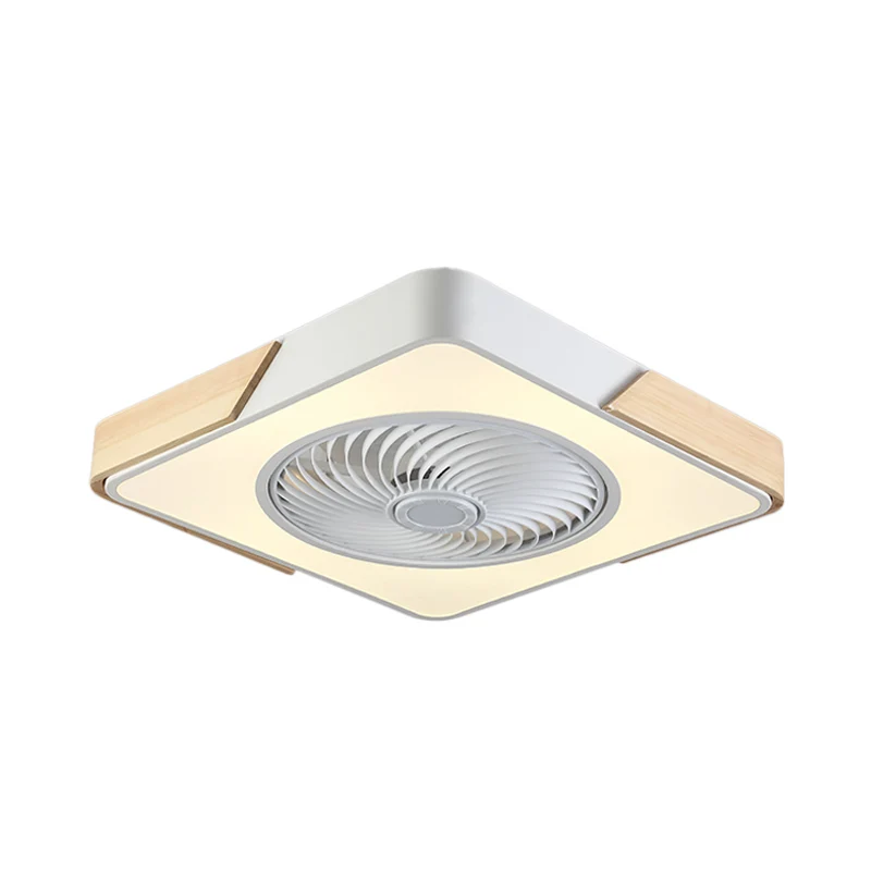 20,5 inch brede LED-slaapkamer, semi-inbouwmontage, eenvoudig hangend ventilatorlicht met geometrische acrylkap Clearhalo