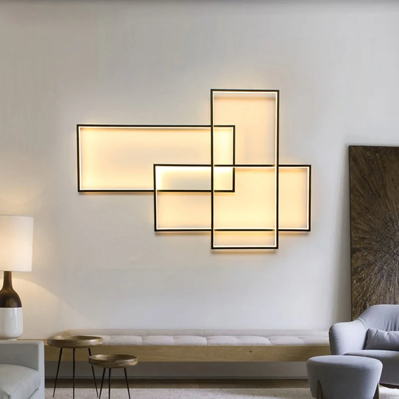 20,5"/30" brede zwarte traverse wandkandelaar moderne acryl wandlamp warm/wit licht Clearhalo