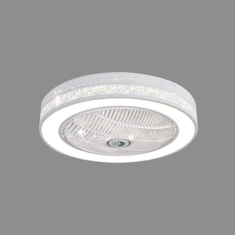 21,5" W witte LED hangende ventilator verlichting hedendaagse metalen cirkel semi-inbouw plafondlamp voor woonkamer, 3 bla...