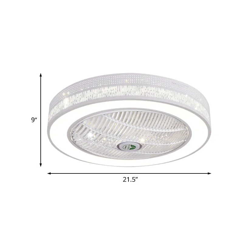 21,5" W witte LED hangende ventilator verlichting hedendaagse metalen cirkel semi-inbouw plafondlamp voor woonkamer, 3 bla...
