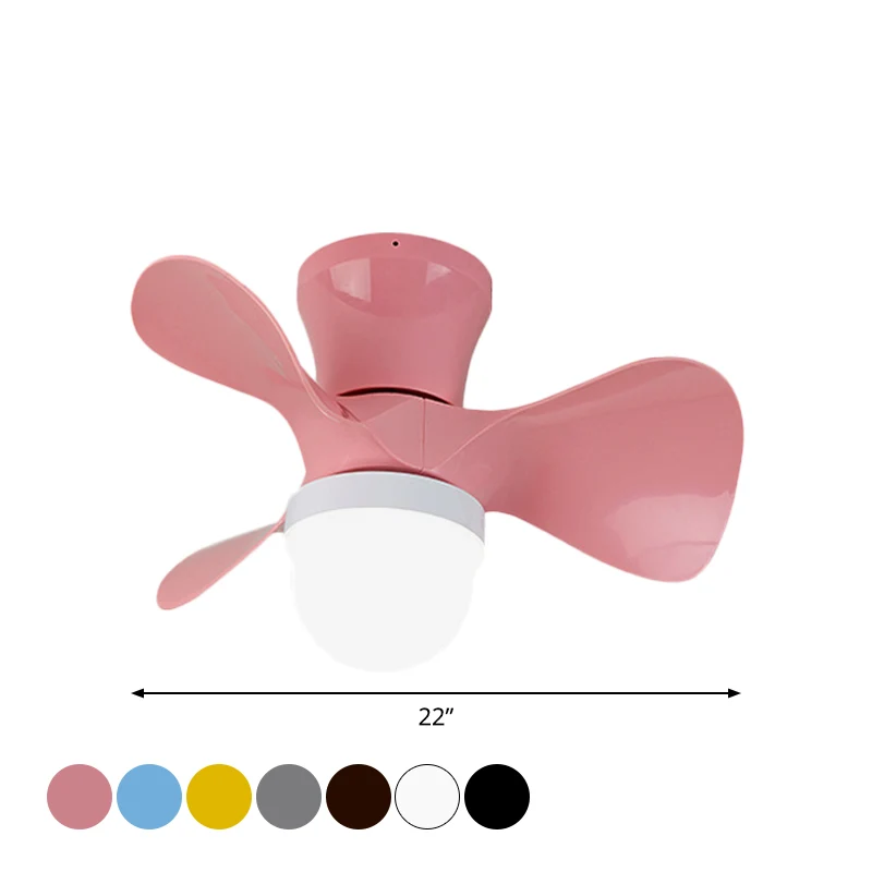 22-inch brede LED-slaapkamer hangende ventilatorlamp, moderne semi-gemonteerde verlichting met kom van acryl, 3 bladen Cle...