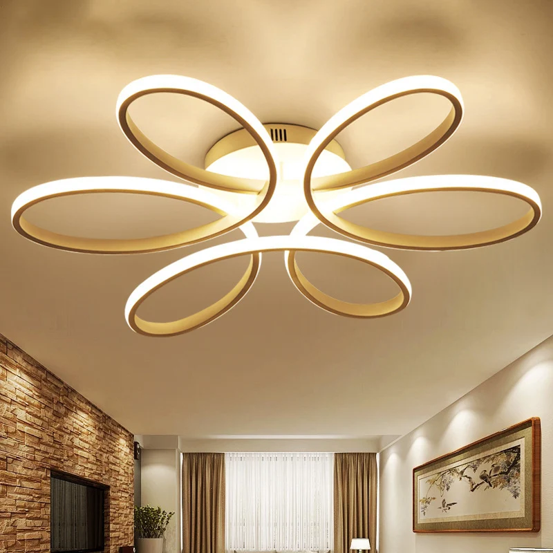 23"/29" W minimalistische bloemvormige inbouw acryl woonkamer LED semi-inbouw plafondlamp wit Clearhalo