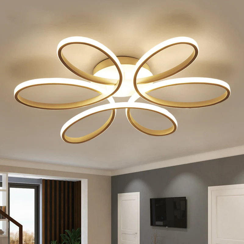 23"/29" W minimalistische bloemvormige inbouw acryl woonkamer LED semi-inbouw plafondlamp wit Clearhalo