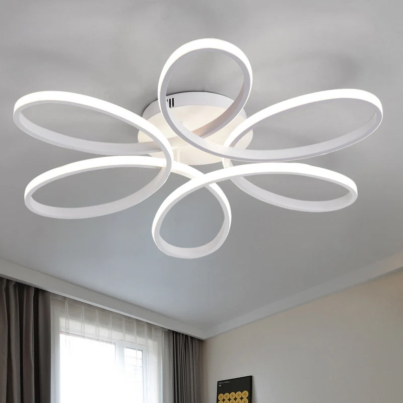 23"/29" W minimalistische bloemvormige inbouw acryl woonkamer LED semi-inbouw plafondlamp wit Clearhalo