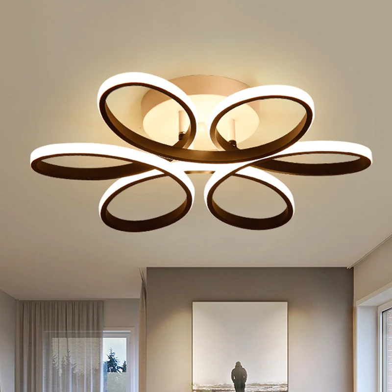 23"/29,5"/36" brede bloemen semi-gemonteerde verlichting moderne acryl LED zwarte plafondinbouwlamp Clearhalo