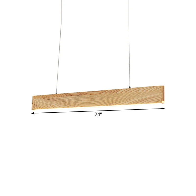 23"/35"/47" brede eetkamer hanglamp met lineaire houten kap beige LED-hanglamp warm/wit licht Clearhalo
