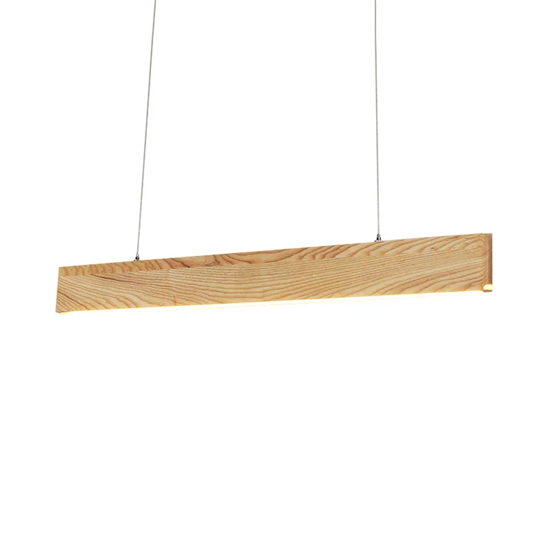 23"/35"/47" brede eetkamer hanglamp met lineaire houten kap beige LED-hanglamp warm/wit licht Clearhalo
